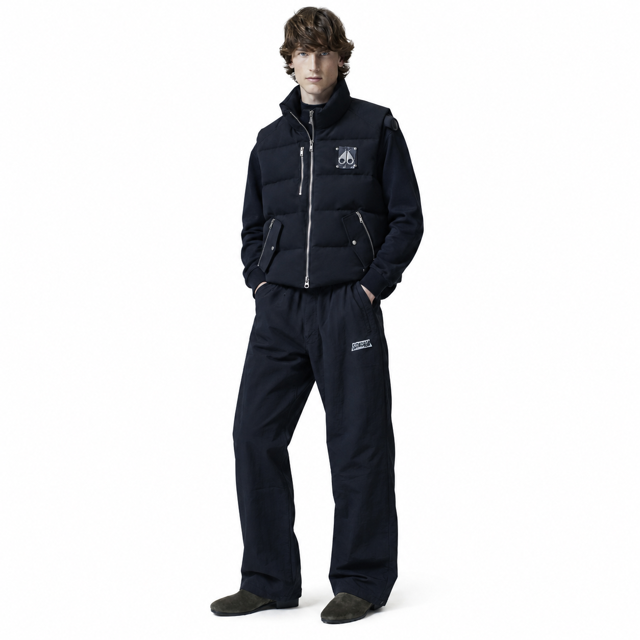 Moose knuckles Down Vest – Silver Black(NFC)+Balenciaga athletic pants Reps - Pk Stockx