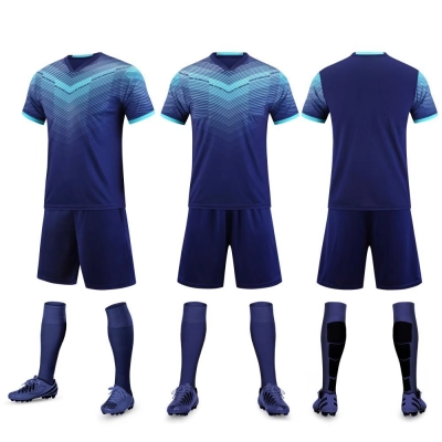 Conjunto de Futebol de Manga Curta de Secagem Rápida, Uniforme de Jogo e Treino Personalizado para Adultos e Crianças  01