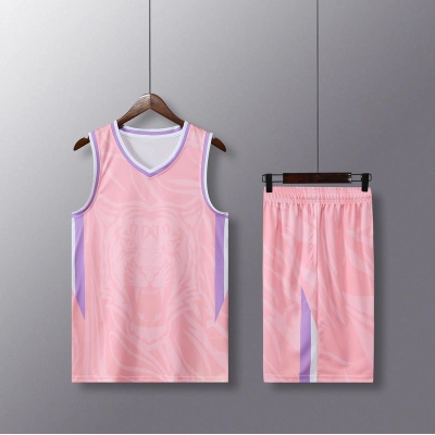 Conjunto de camiseta de basquete com estampa de tigre e sem mangas 01