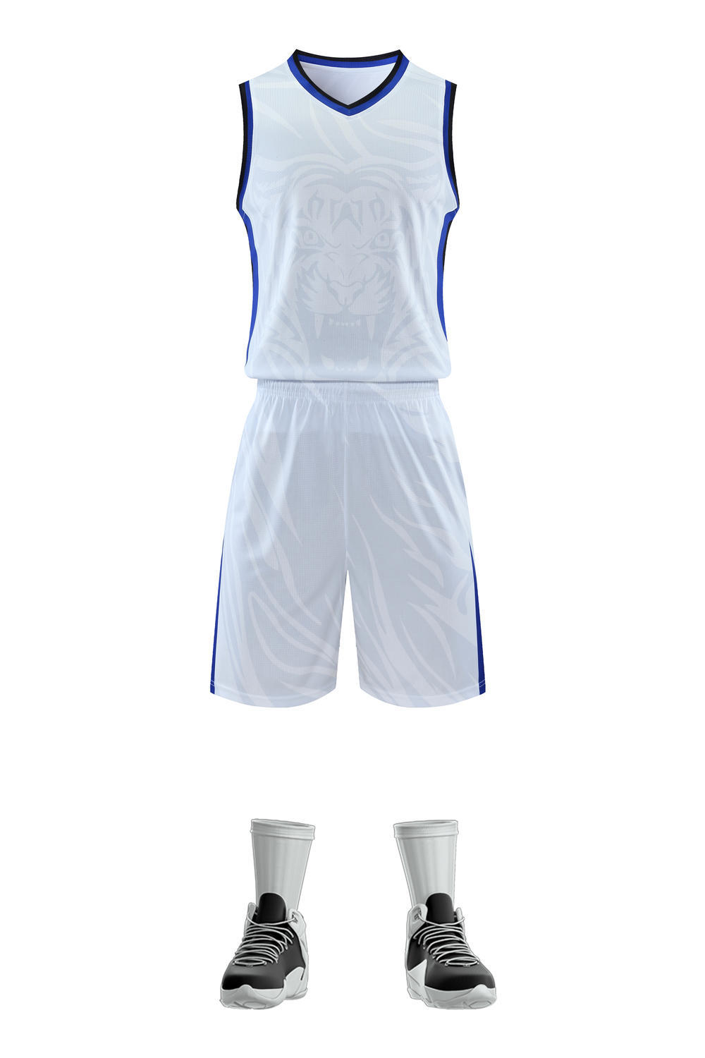 Conjunto de camiseta de basquete com estampa de tigre e sem mangas