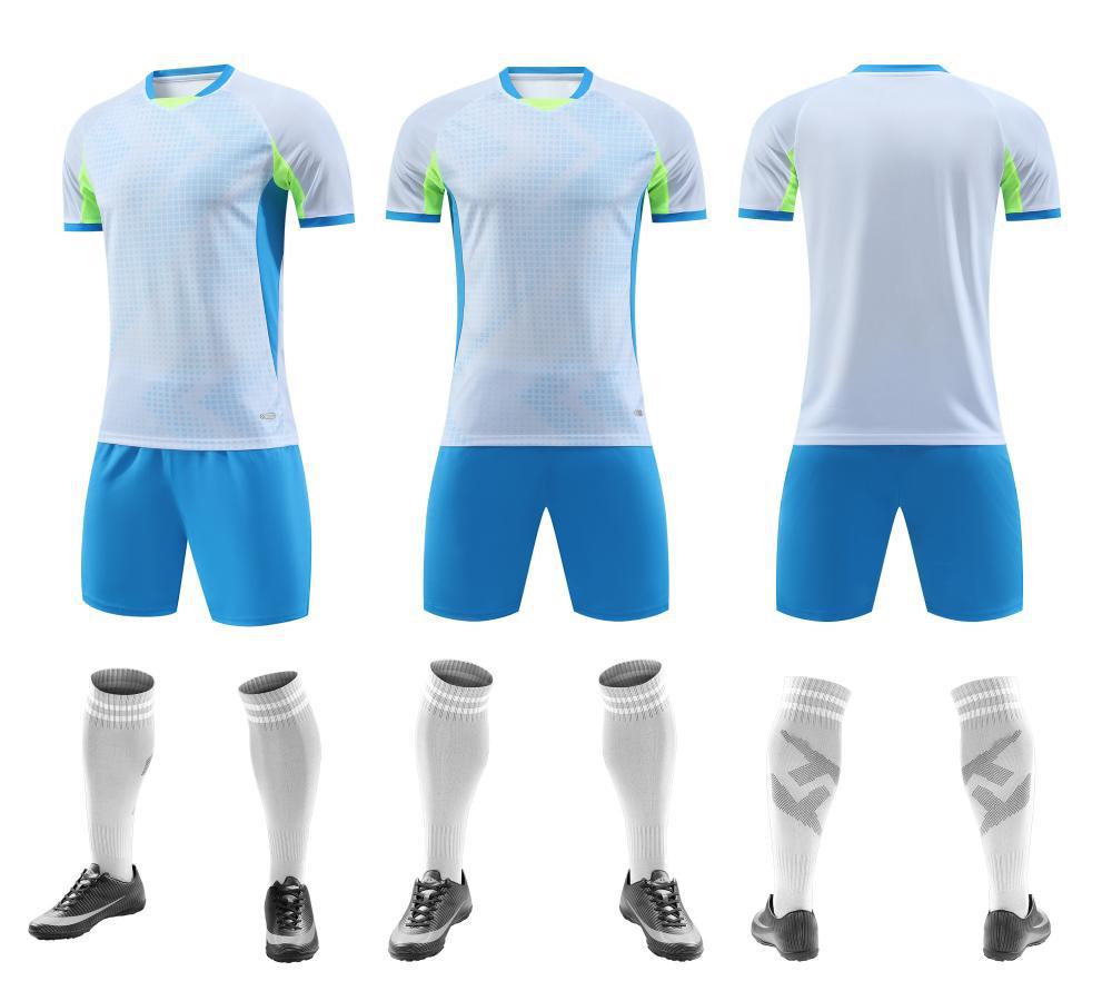 Kit uniforme futebol três peças malha texturizada manga curta