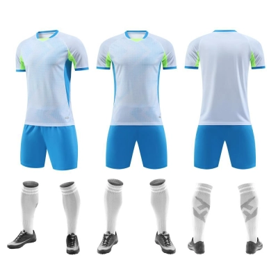 Kit uniforme futebol três peças malha texturizada manga curta 01