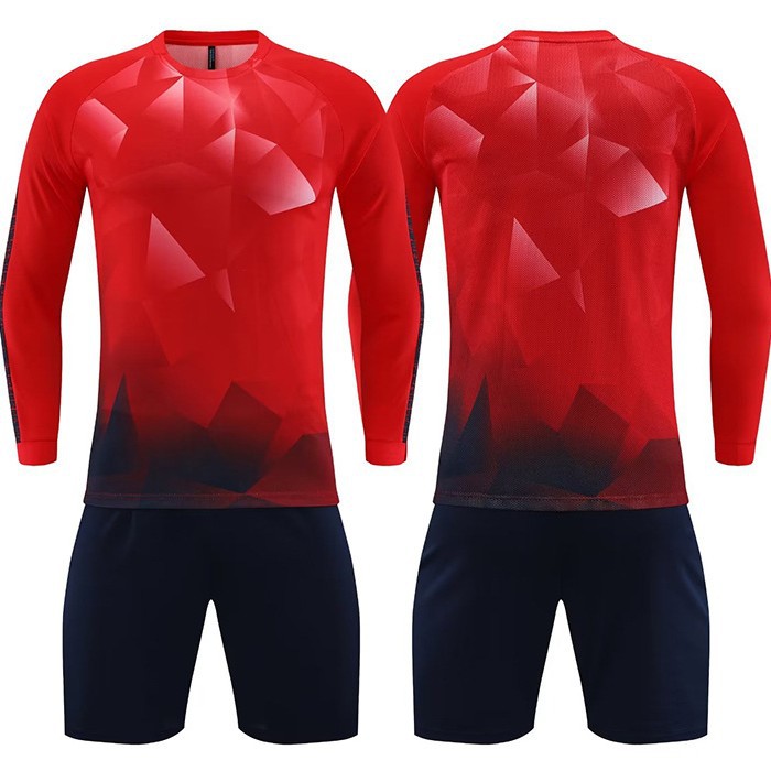 Kit uniforme futebol manga longa estampa geométrica sublimada