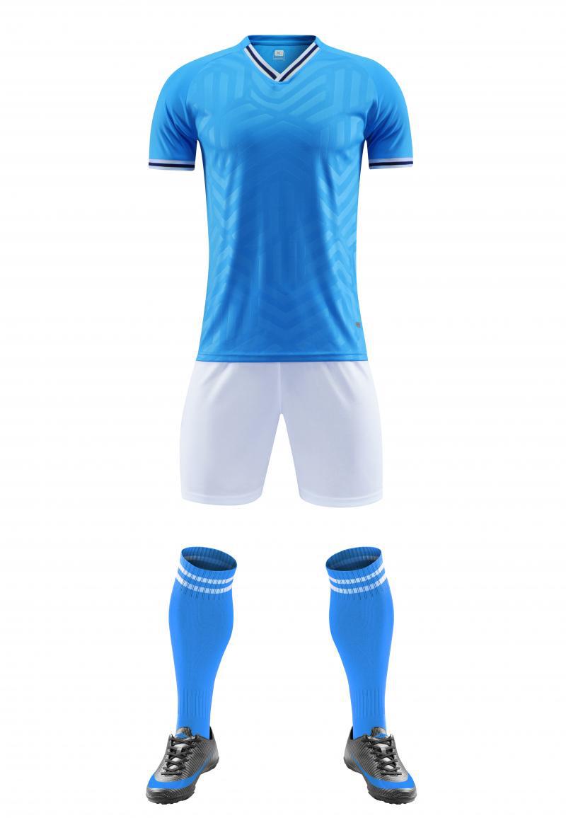 Conjunto uniforme futebol três peças manga curta padrão em relevo