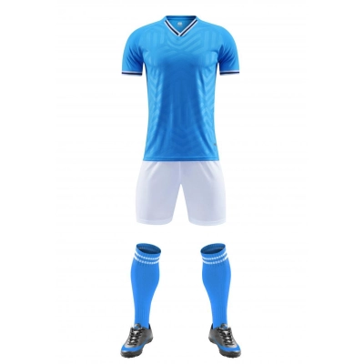 Conjunto uniforme futebol três peças manga curta padrão em relevo 02