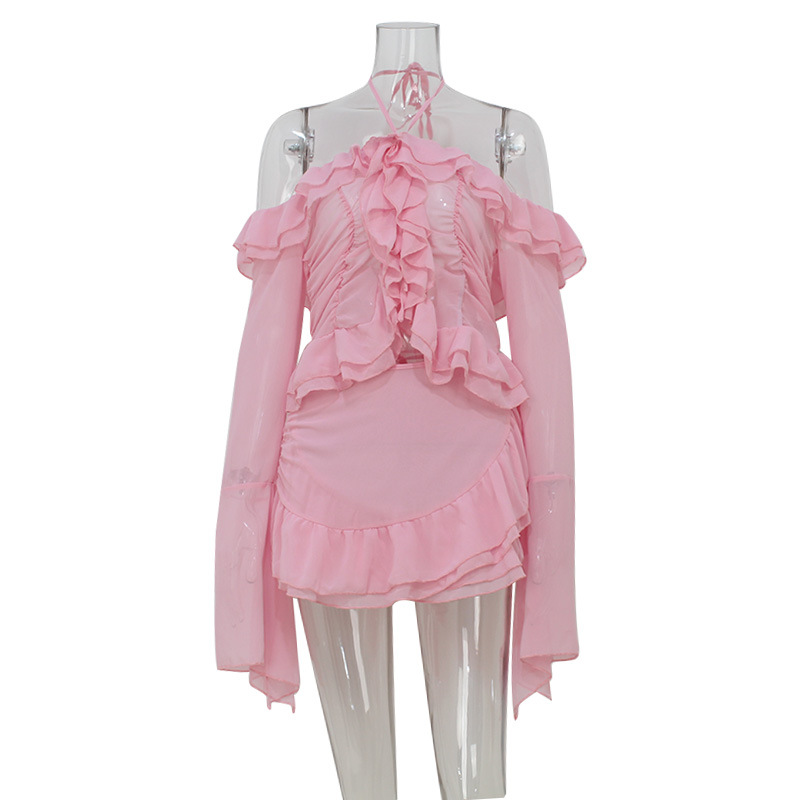 Ruffle Sleeve Off Shoulder Mini Dress