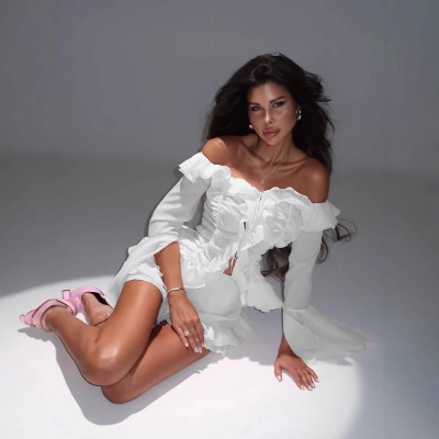 Ruffle Sleeve Off Shoulder Mini Dress 02