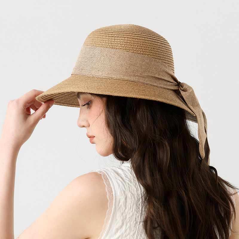 Women's Large Brim Bow Fisherman Bucket Hat for Beach Vacation & Outdoor