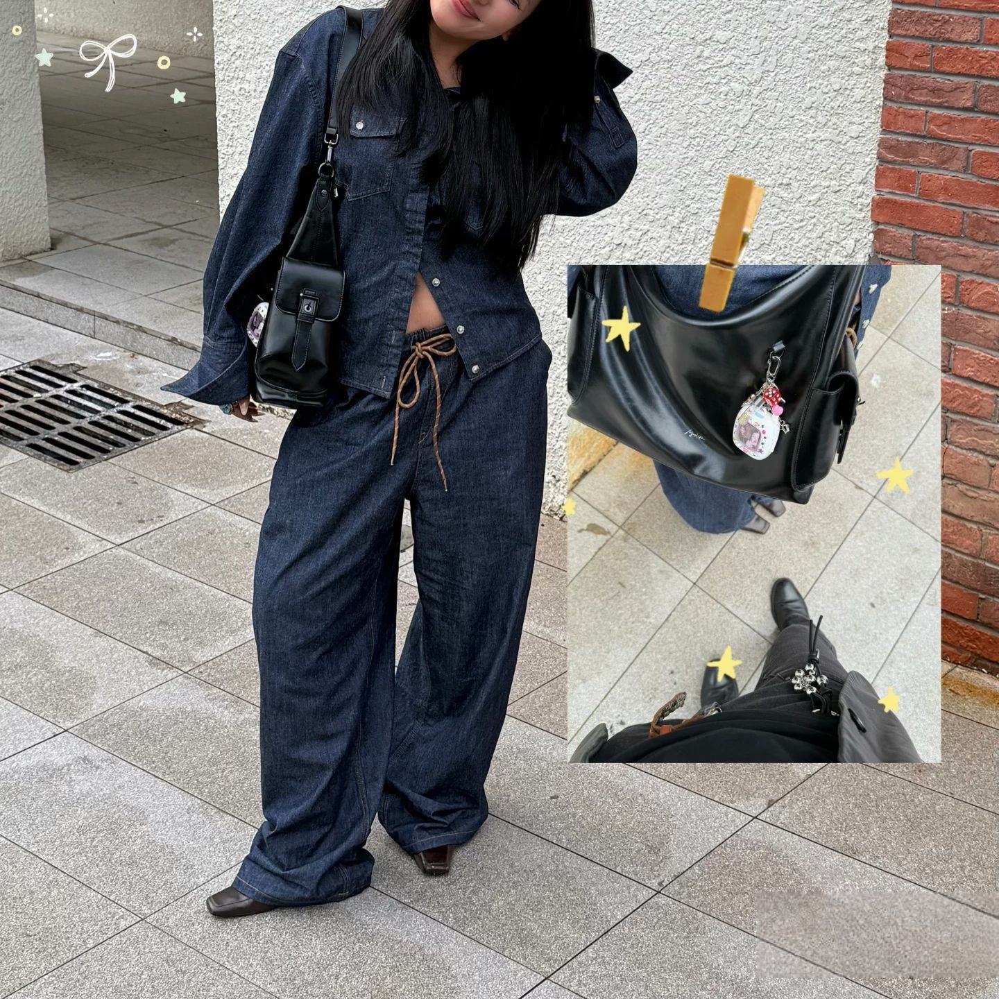 Adjustable Waist Drop Shoulder Oversized Raw Denim Shirt