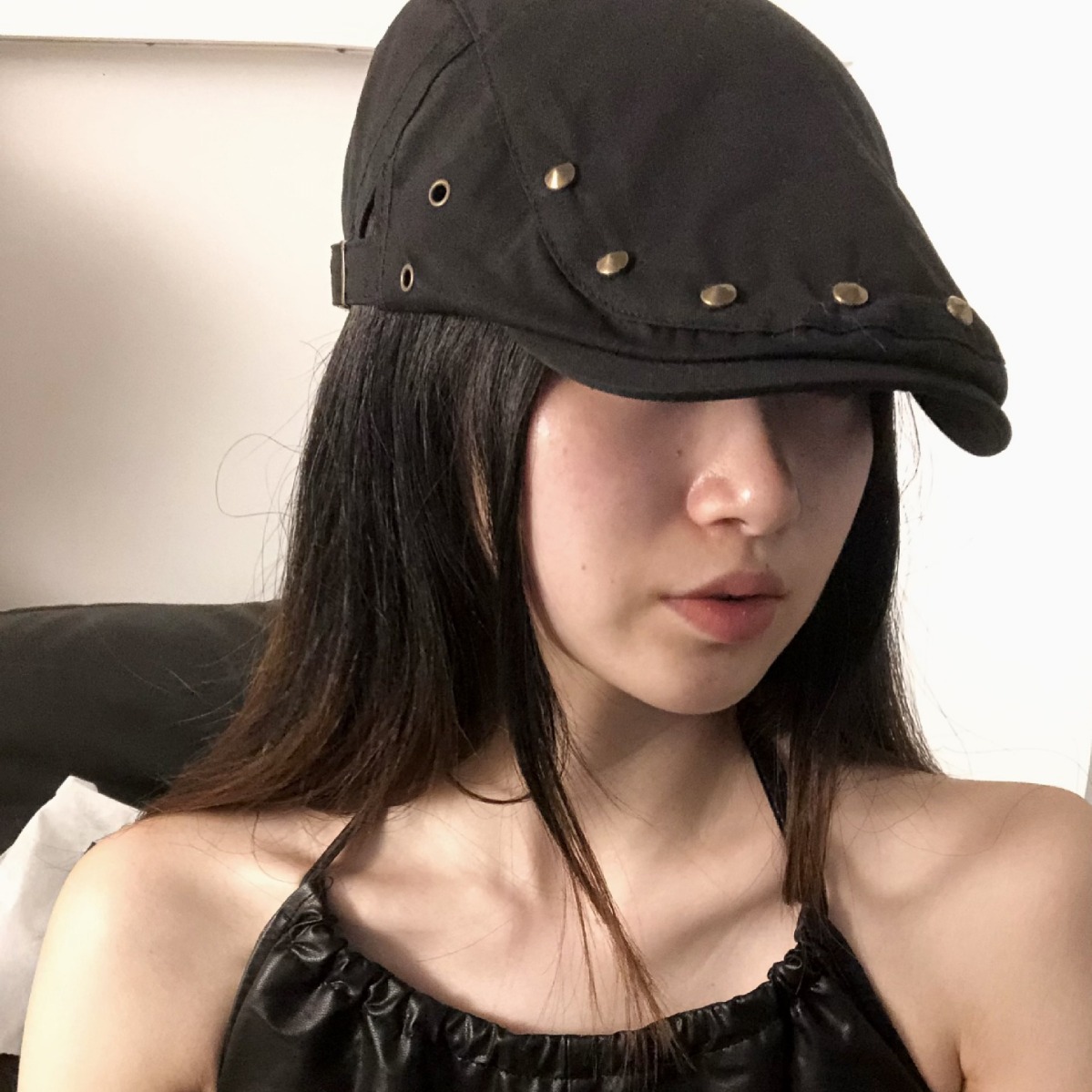 Japanese Style Rivet Solid Color Forward Cap