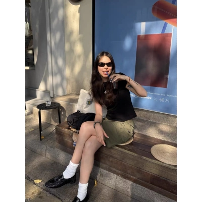 Women's Basic Multi-Color Versatile Long-Staple Cotton Flutter Sleeve Crew Neck Slim Fit Short Sleeve T-Shirt 01