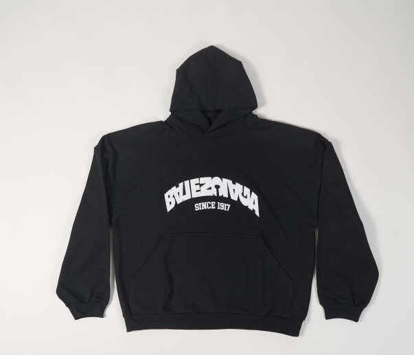 BACK FLIP ROUND HOODIE OVERSIZED IN BLACK/WHITE