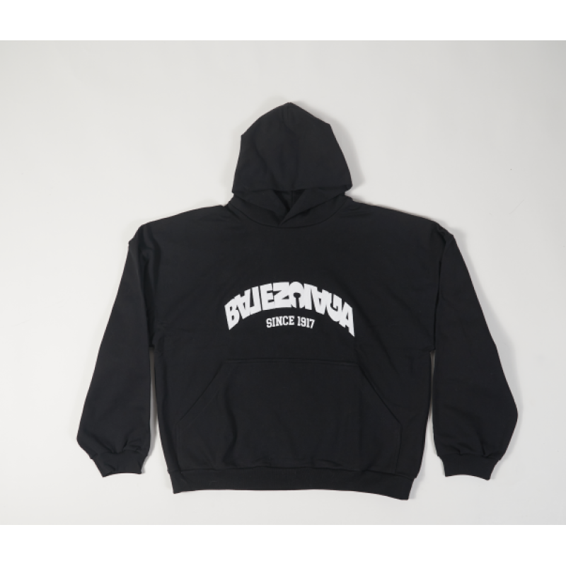 BACK FLIP ROUND HOODIE OVERSIZED IN BLACK/WHITE