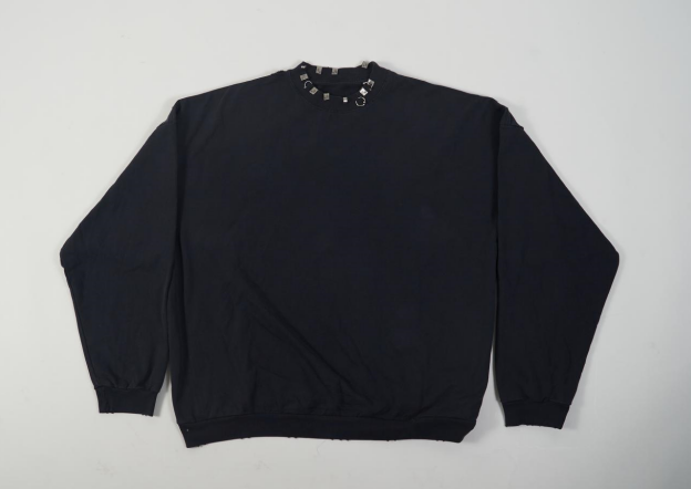 Balenciaga Pierced Round Sweatshirt Oversized in Black Faded