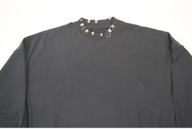 Balenciaga Pierced Round Sweatshirt Oversized in Black Faded