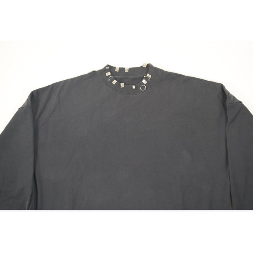 Balenciaga Pierced Round Sweatshirt Oversized in Black Faded