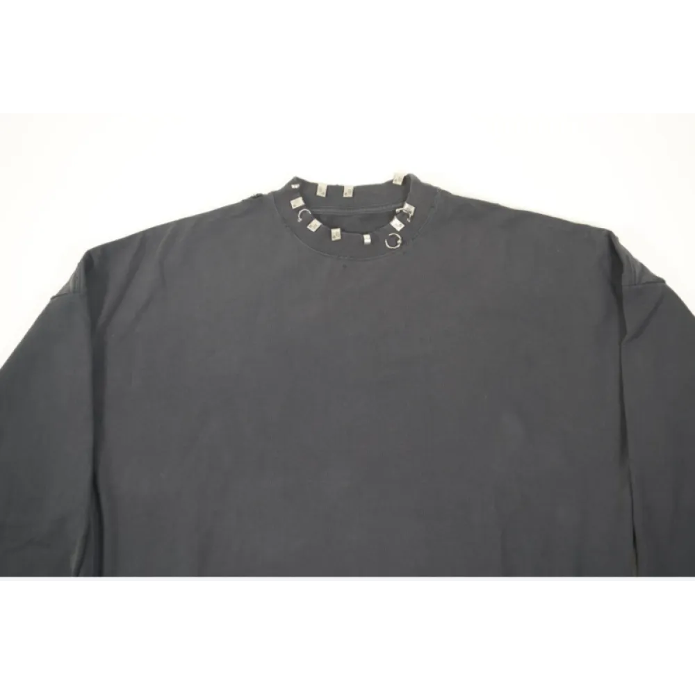 Balenciaga Pierced Round Sweatshirt Oversized in Black Faded