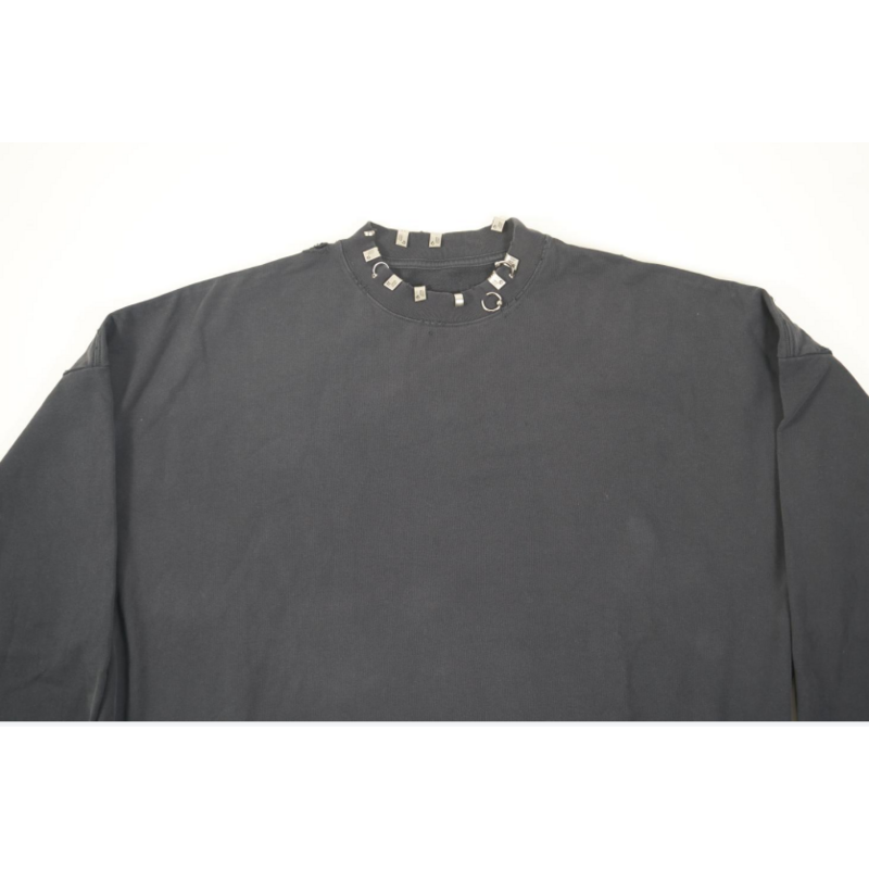 Balenciaga Pierced Round Sweatshirt Oversized in Black Faded