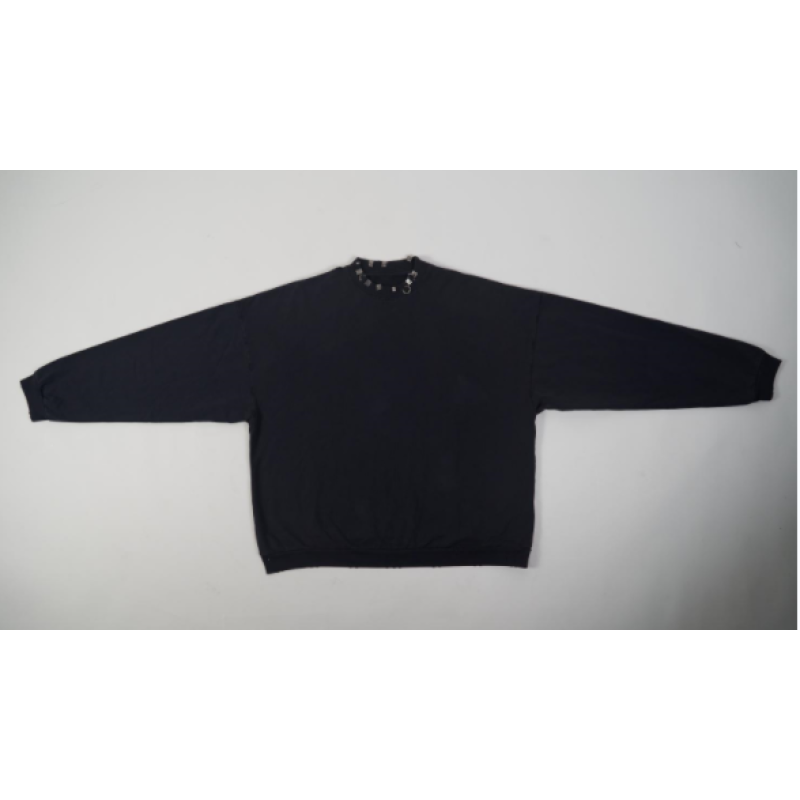 Balenciaga Pierced Round Sweatshirt Oversized in Black Faded