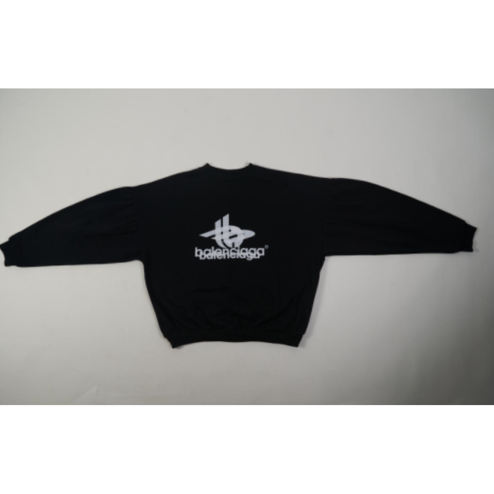 LAYERED SPORTS ROUND SWEATSHIRT OVERSIZED IN BLACK/WHITE 