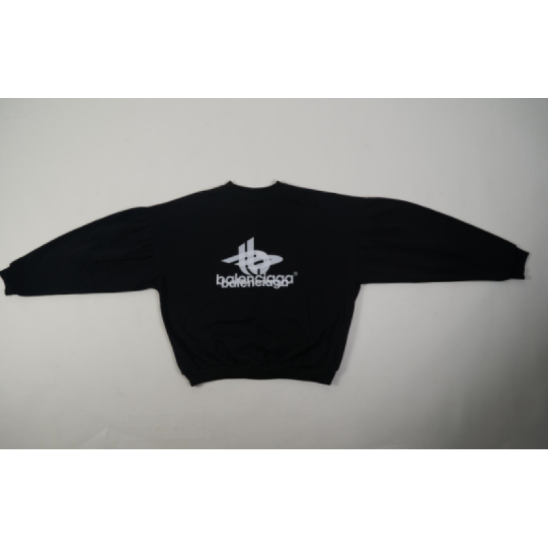 LAYERED SPORTS ROUND SWEATSHIRT OVERSIZED IN BLACK/WHITE 