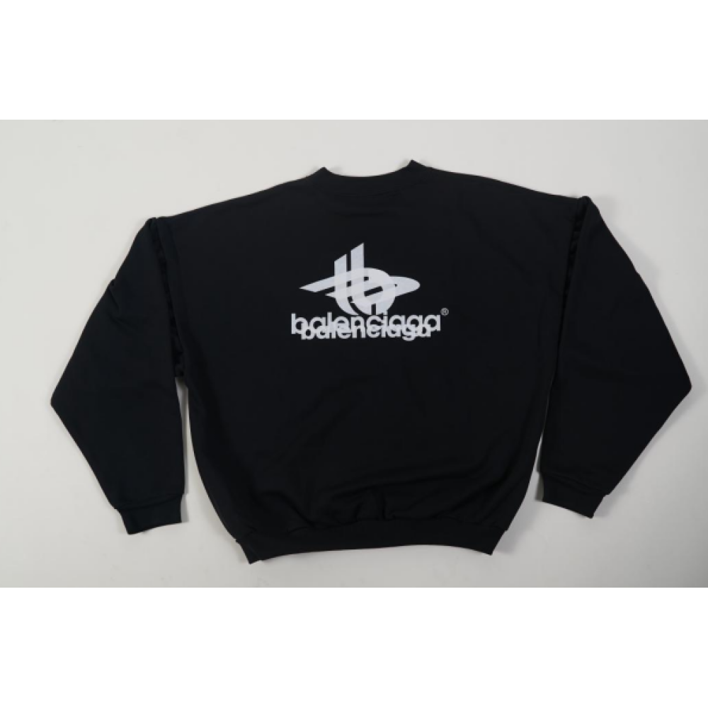 LAYERED SPORTS ROUND SWEATSHIRT OVERSIZED IN BLACK/WHITE 
