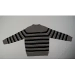 TRIOMPHE CREW NECK SWEATER IN STRIPED WOOL LIGHT REY/BLACK