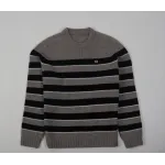 TRIOMPHE CREW NECK SWEATER IN STRIPED WOOL LIGHT REY/BLACK