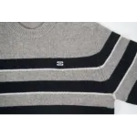 TRIOMPHE CREW NECK SWEATER IN STRIPED WOOL LIGHT REY/BLACK