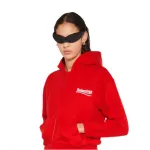 WOMEN'S POLITICAL CAMPAIGN SHRUNK ZIP-UP HOODIE SMALL FIT IN RED