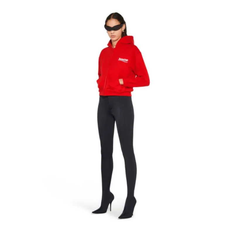 WOMEN'S POLITICAL CAMPAIGN SHRUNK ZIP-UP HOODIE SMALL FIT IN RED