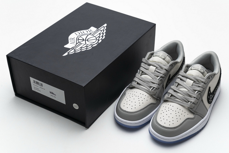 XH Dior x Air Jordan 1 Low Wolf Grey