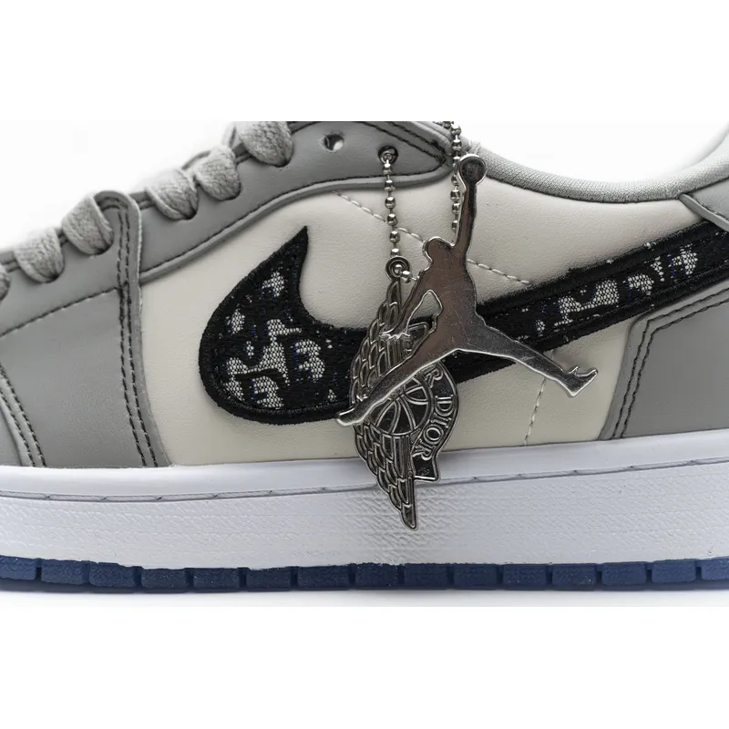 XH Dior x Air Jordan 1 Low Wolf Grey