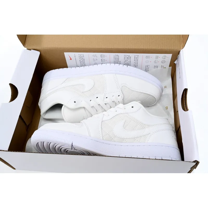 XH Air Jordan 1 Low Quilted “Triple White”