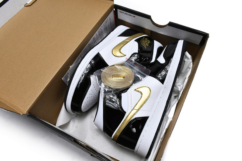 MID Air Jordan 1 Mid SE Black Gold Patent Leather