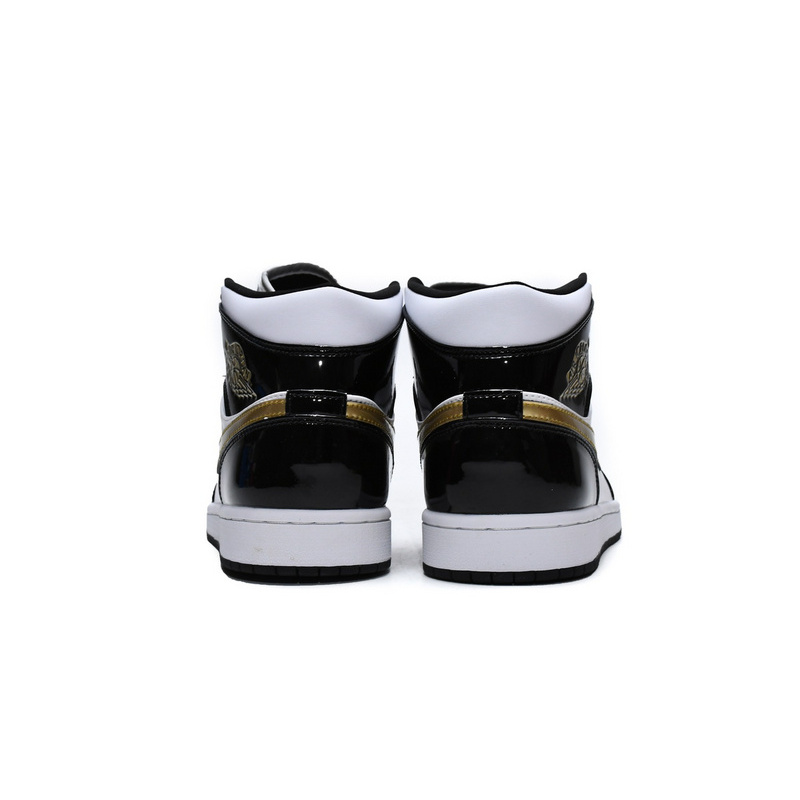 MID Air Jordan 1 Mid SE Black Gold Patent Leather