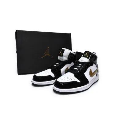 MID Air Jordan 1 Mid SE Black Gold Patent Leather 02