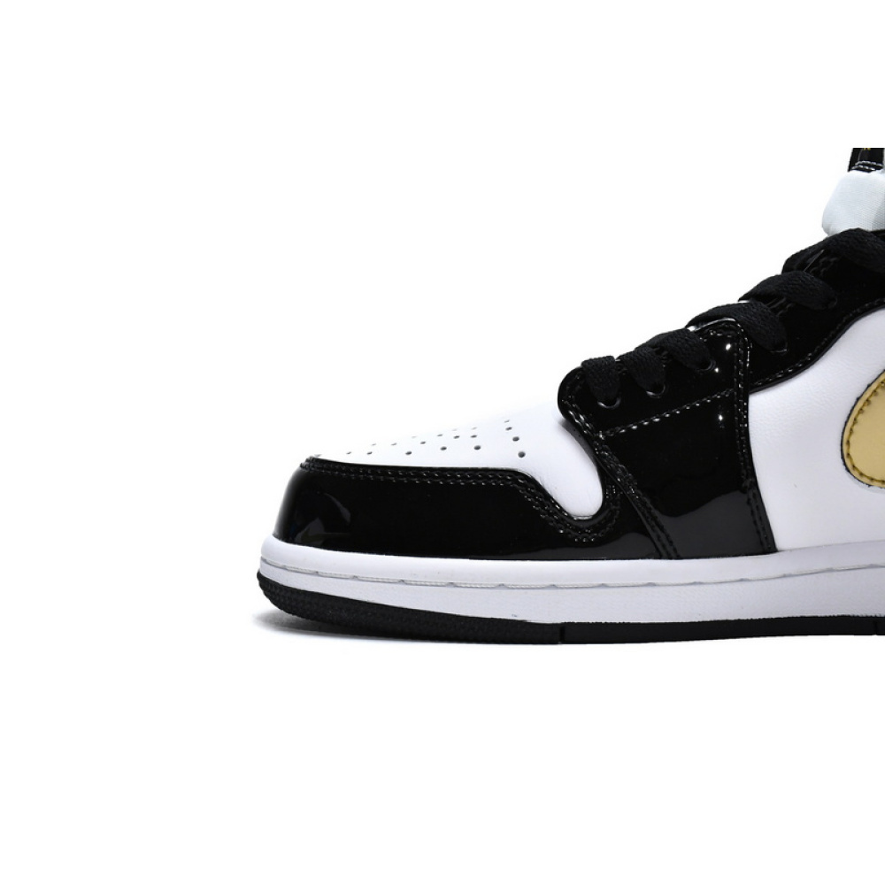 MID Air Jordan 1 Mid SE Black Gold Patent Leather