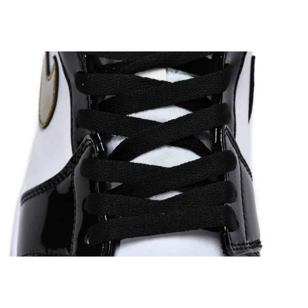 MID Air Jordan 1 Mid SE Black Gold Patent Leather
