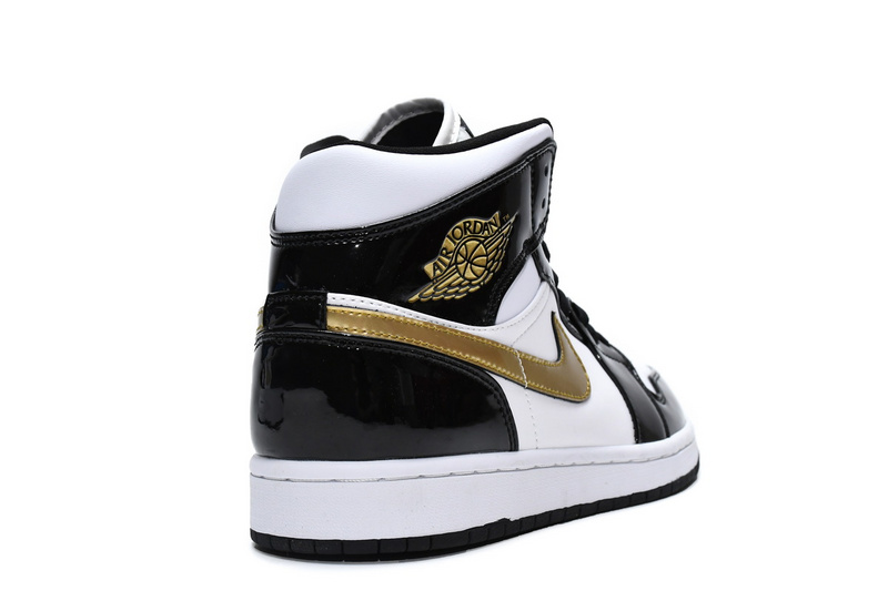 MID Air Jordan 1 Mid SE Black Gold Patent Leather