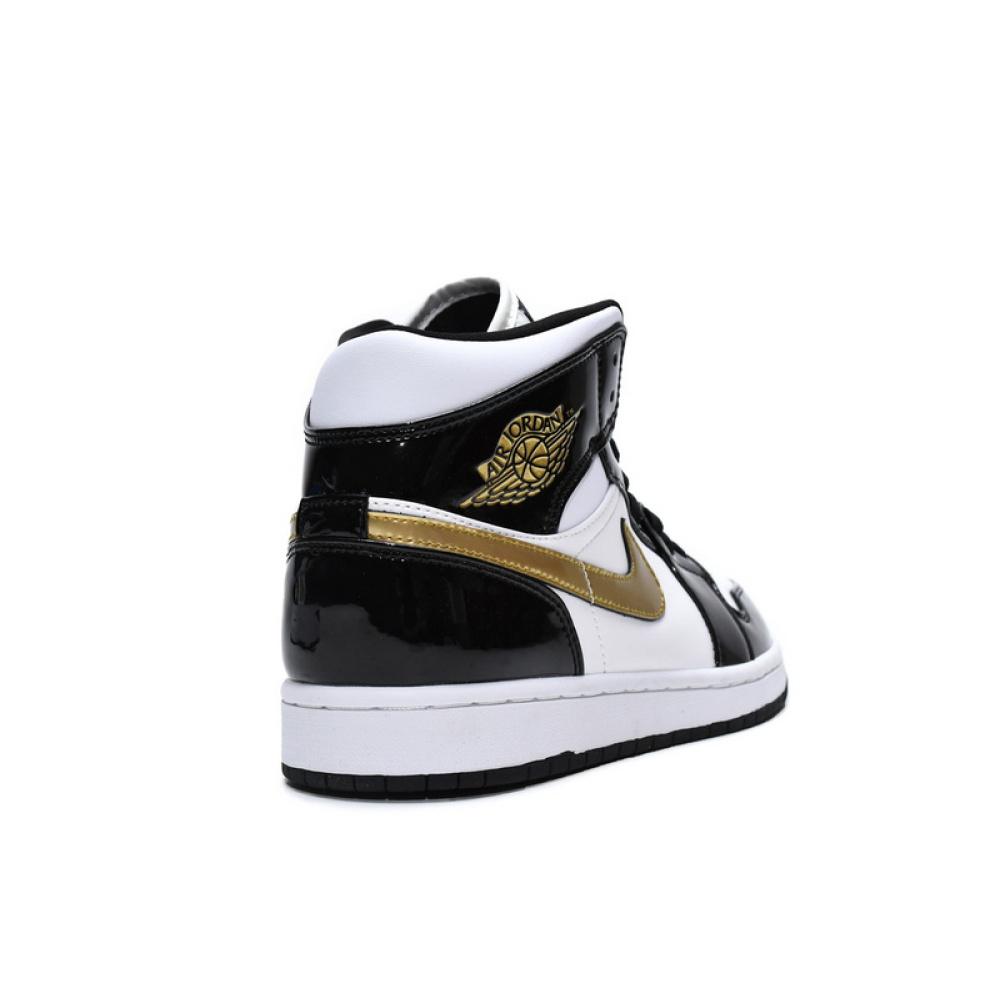 MID Air Jordan 1 Mid SE Black Gold Patent Leather