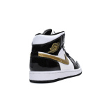 MID Air Jordan 1 Mid SE Black Gold Patent Leather