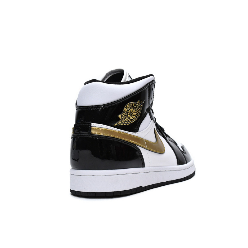 MID Air Jordan 1 Mid SE Black Gold Patent Leather