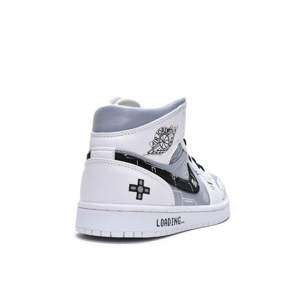 MID Air Jordan 1 Mid PS5 White Grey Black