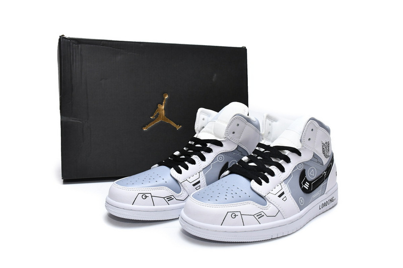 MID Air Jordan 1 Mid PS5 White Grey Black