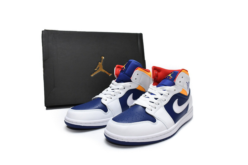 MID Air Jordan 1 Mid White Deep Royal Blue