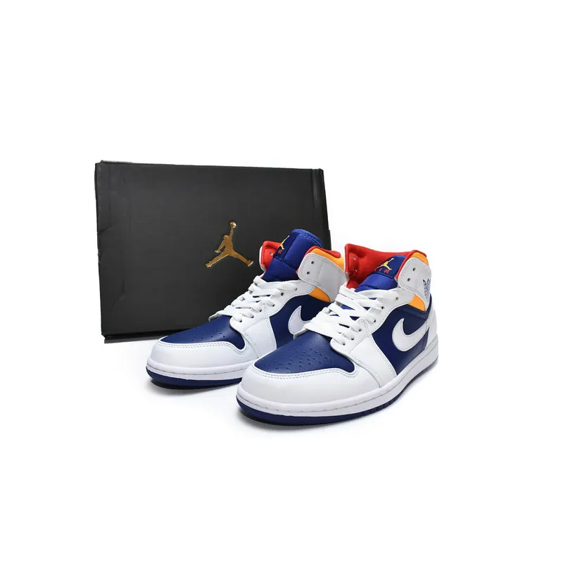 MID Air Jordan 1 Mid White Deep Royal Blue