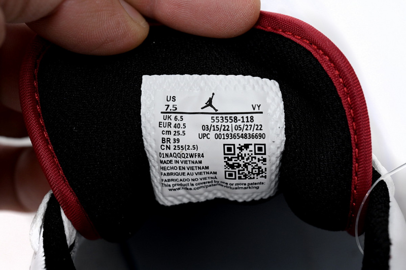 XH Air Jordan aj1 Low White Red Chicago