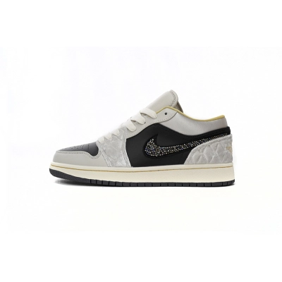 XH Air Jordan 1 Low Black Grey Silk 01