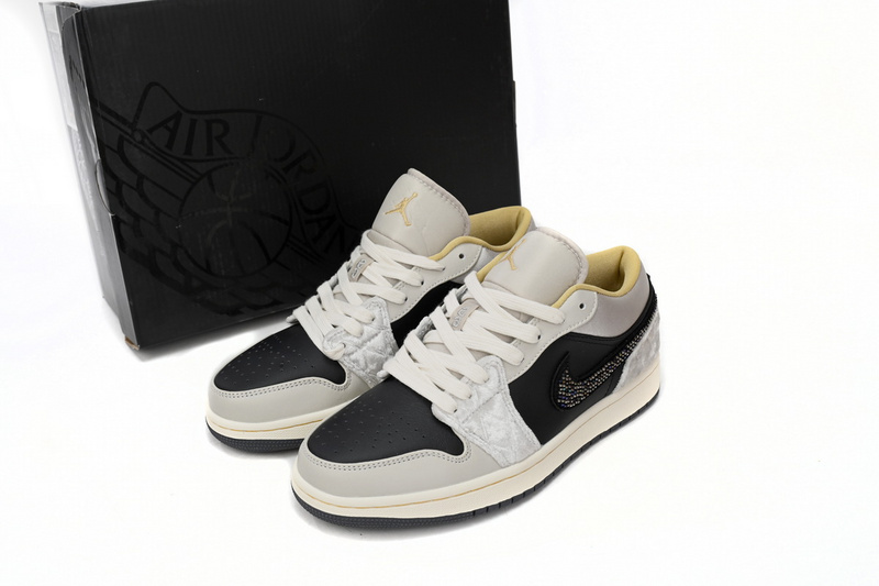XH Air Jordan 1 Low Black Grey Silk